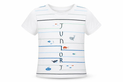 Front view of Jasper Conran unisex baby t-shirt, sea life white, 18-24 months