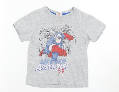 Marvel Boys Grey Captain America Avengers T-Shirt 3-4 Years