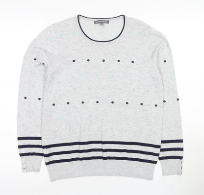 Laura Ashley Women's Grey Polka Dot Jersey Top, Size 12