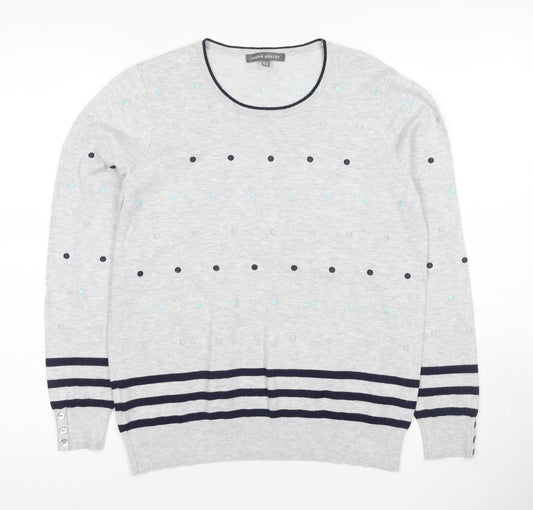 Laura Ashley Women's Grey Polka Dot Jersey Top, Size 12