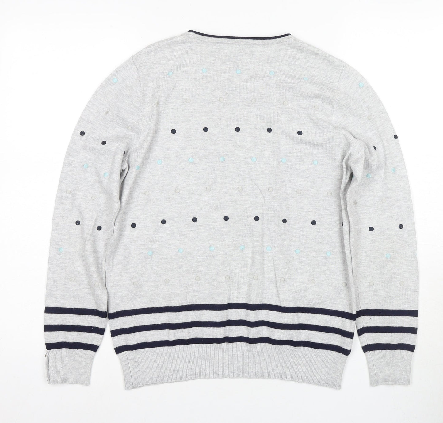 Laura Ashley Women's Grey Polka Dot Jersey Top, Size 12