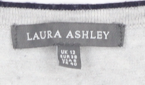Laura Ashley Women's Grey Polka Dot Jersey Top, Size 12