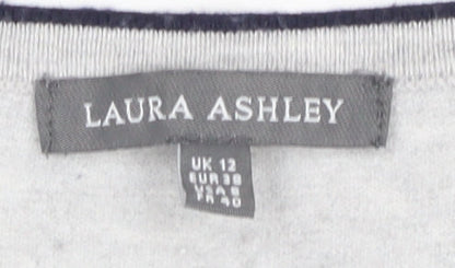 Laura Ashley Women's Grey Polka Dot Jersey Top, Size 12