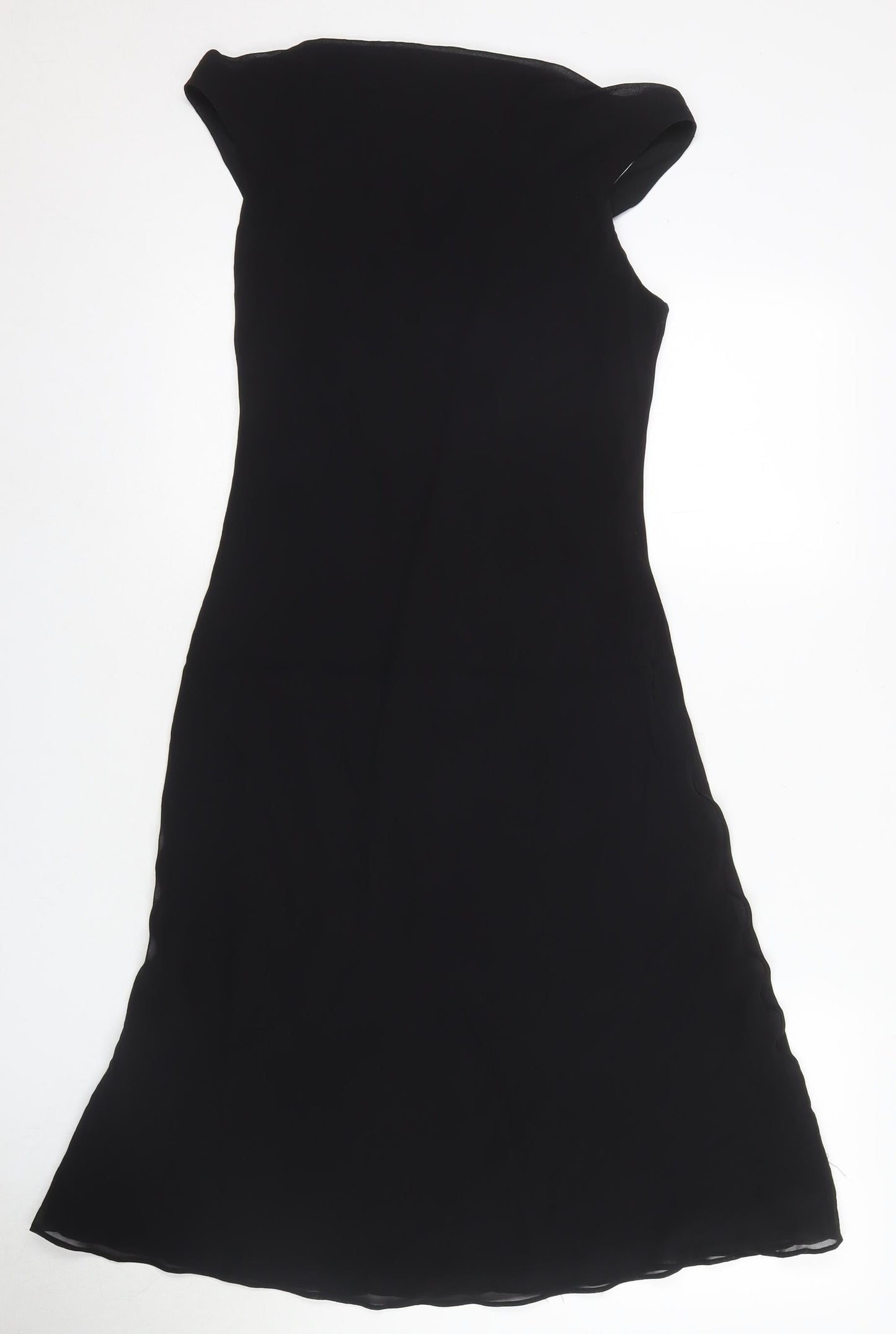 Laura Ashley Women's Black Silk Sheath Midi Dress Size 14