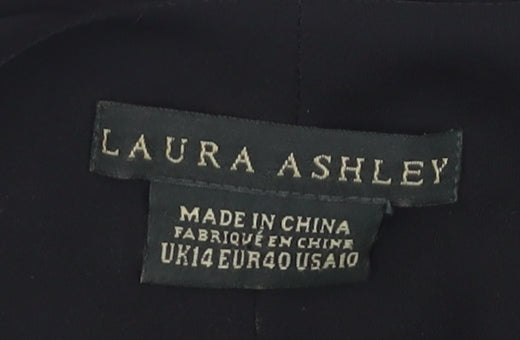 Laura Ashley Women's Black Silk Sheath Midi Dress Size 14