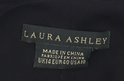 Laura Ashley Women's Black Silk Sheath Midi Dress Size 14