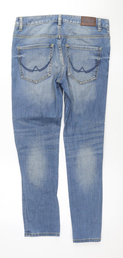 Womens UK Size 4 Superdry Relaxed Fit Boyfriend Blue Jeans