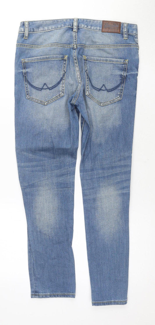 Womens UK Size 4 Superdry Relaxed Fit Boyfriend Blue Jeans