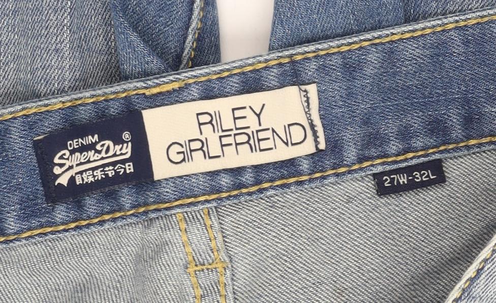 Womens UK Size 4 Superdry Relaxed Fit Boyfriend Blue Jeans