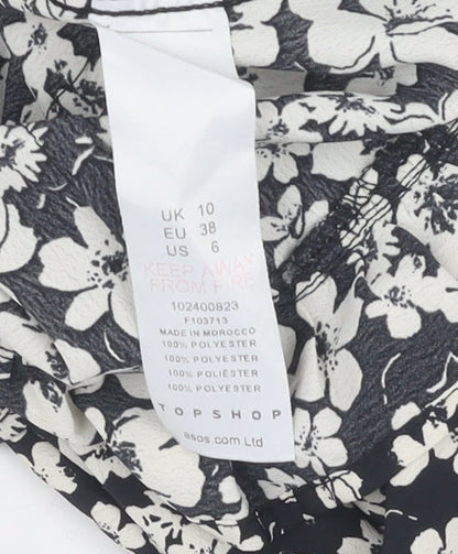Womens UK Size 10 Topshop Black Cropped Blouse