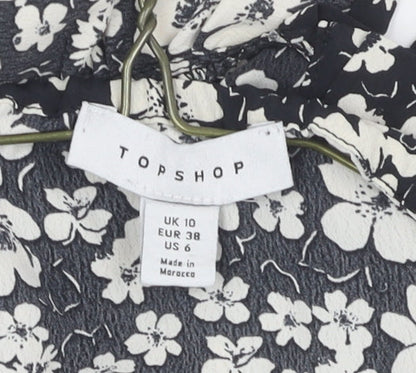 Womens UK Size 10 Topshop Black Cropped Blouse