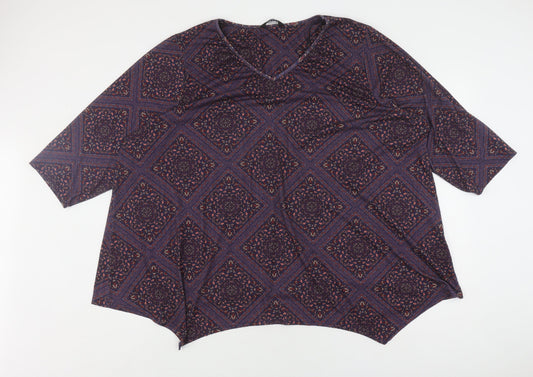 Evans Women's Blue Geometric Tunic T-Shirt, Size 30