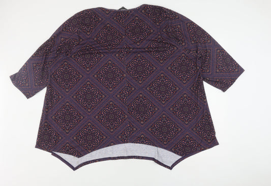 Evans Women's Blue Geometric Tunic T-Shirt, Size 30