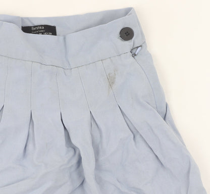 Bershka Women's Blue Pleated Skirt - Size 12