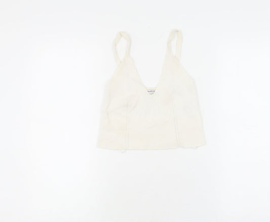 Womens UK Size S Stradivarius White Camisole Tank