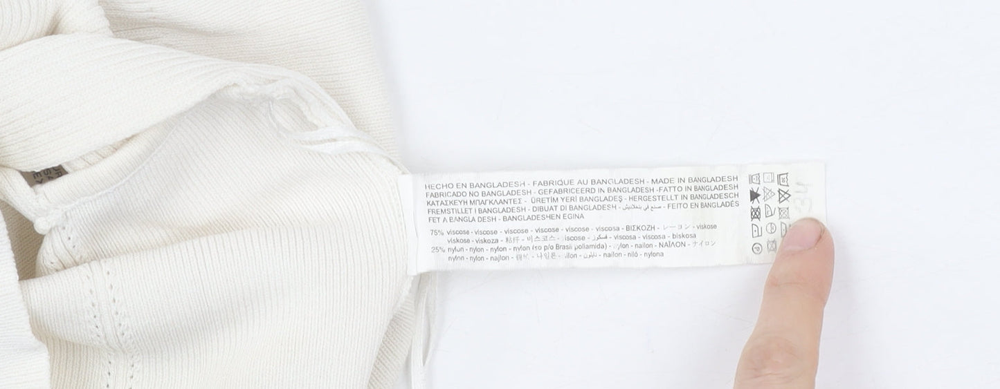 Womens UK Size S Stradivarius White Camisole Tank