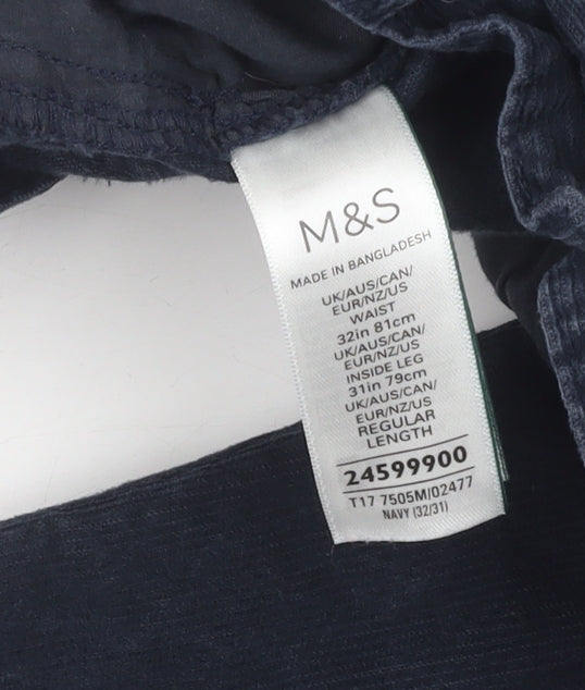 Womens UK Size 32 Marks and Spencer Regular Fit Casual Blue Trousers