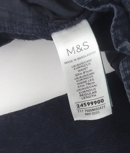 Womens UK Size 32 Marks and Spencer Regular Fit Casual Blue Trousers