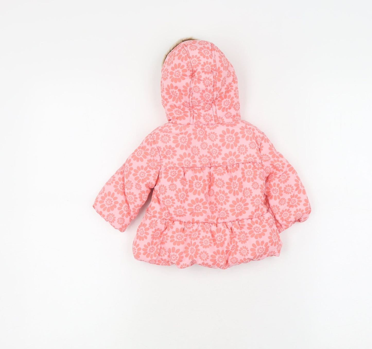 Marks and Spencer Girls Pink Floral Puffer Jacket 3-6M