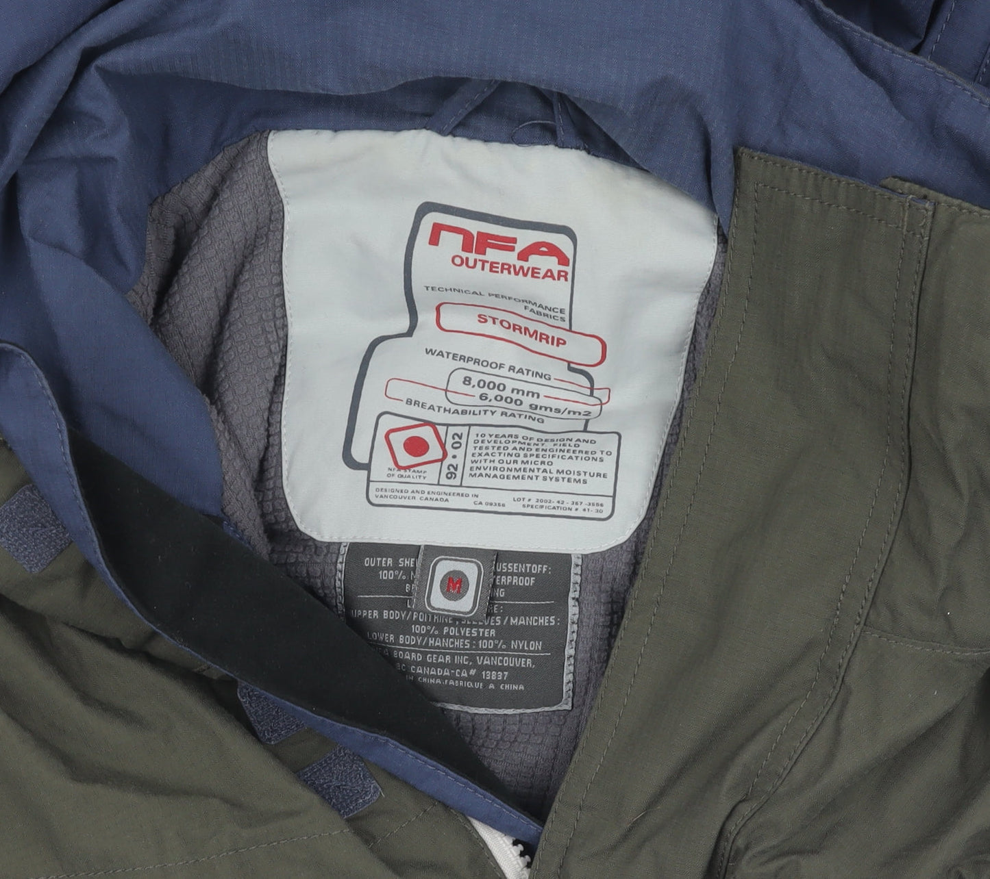Mens UK Size M NFA Multicoloured Windbreaker Coat