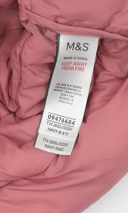 Marks and Spencer Girls Blue Puffer Jacket, Size 8-9 Years