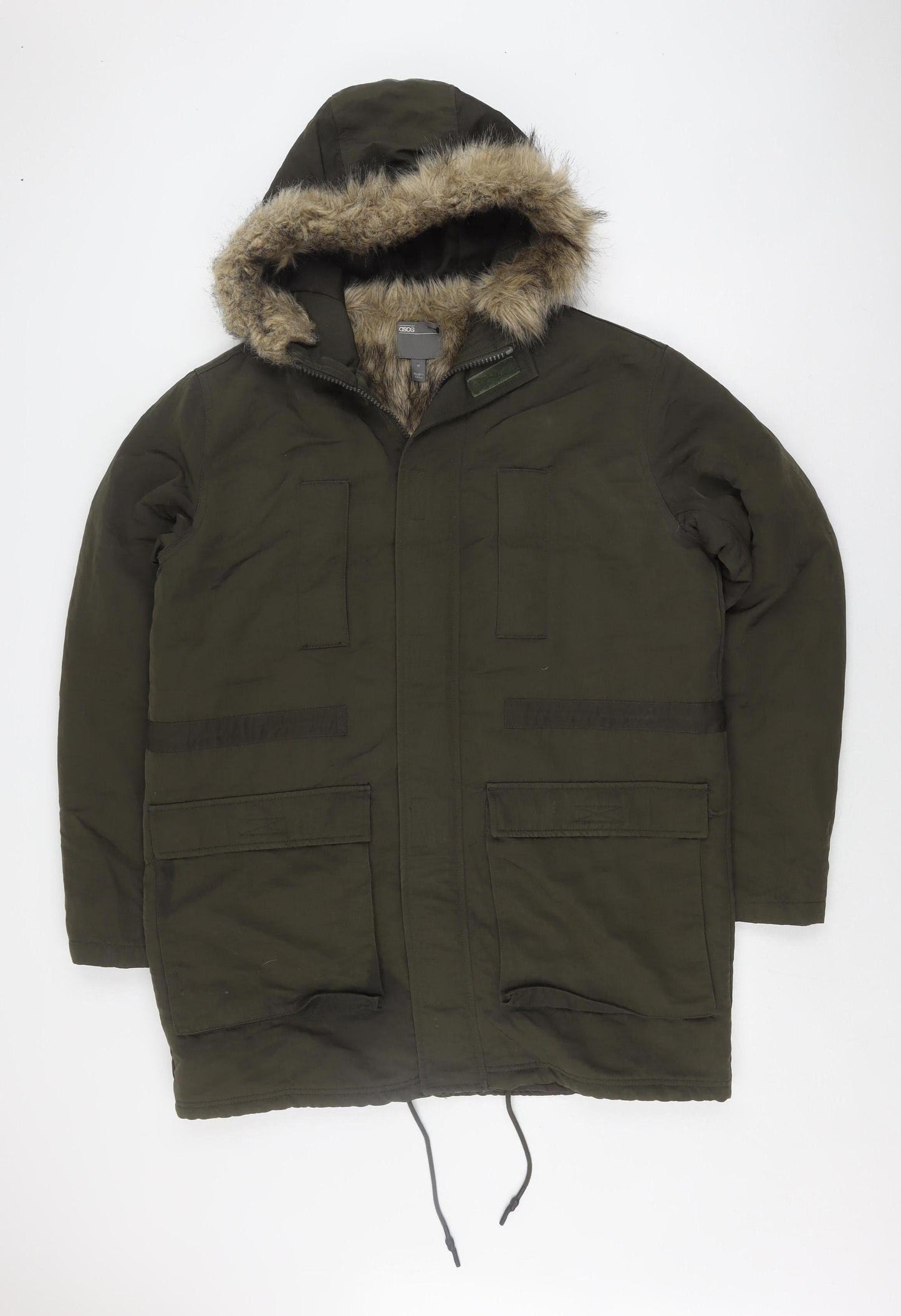 ASOS Men's Green Parka Jacket M with Hooded Lining