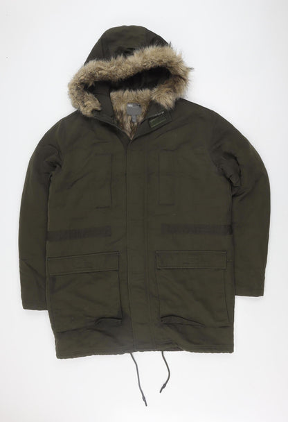 ASOS Men's Green Parka Jacket M with Hooded Lining