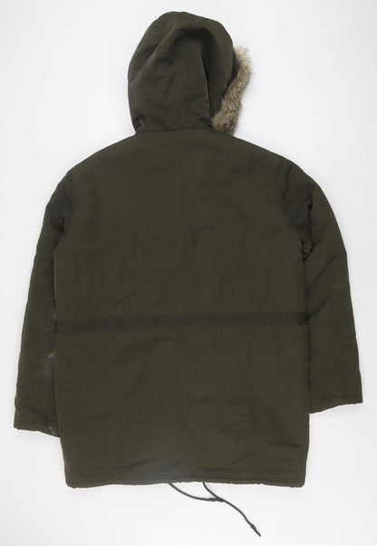 ASOS Men's Green Parka Jacket M with Hooded Lining