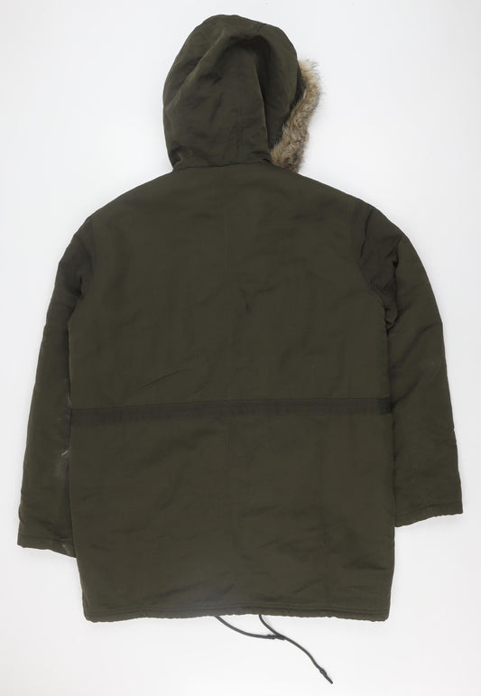 ASOS Men's Green Parka Jacket M with Hooded Lining