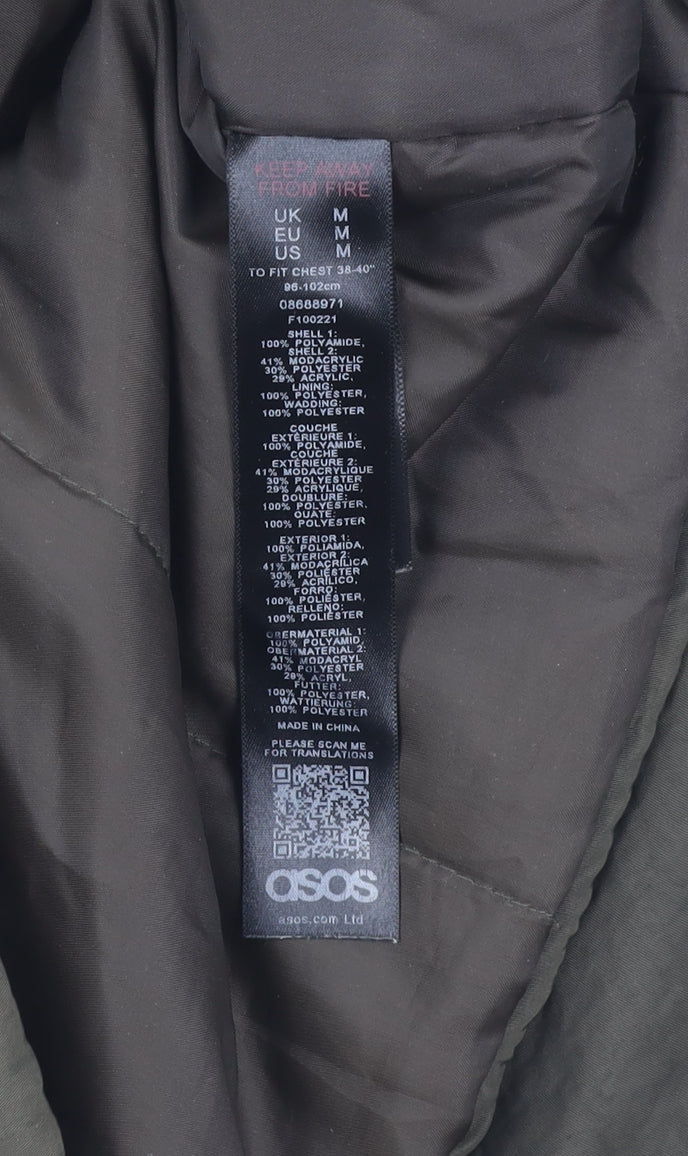 ASOS Men's Green Parka Jacket M with Hooded Lining