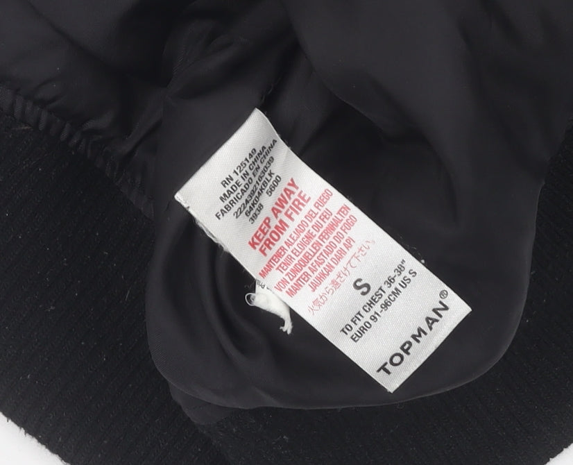 Mens UK Size S Topman Black Bomber Jacket