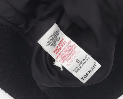 Mens UK Size S Topman Black Bomber Jacket