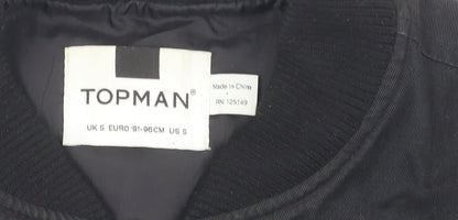 Mens UK Size S Topman Black Bomber Jacket