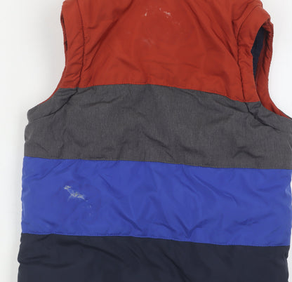 Close-up detail of Joules boys’ multicoloured quilted bodywarmer, size 4