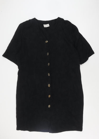 Essence Women's Black Floral Plus Size Shift Dress