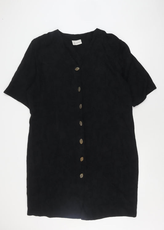 Essence Women's Black Floral Plus Size Shift Dress