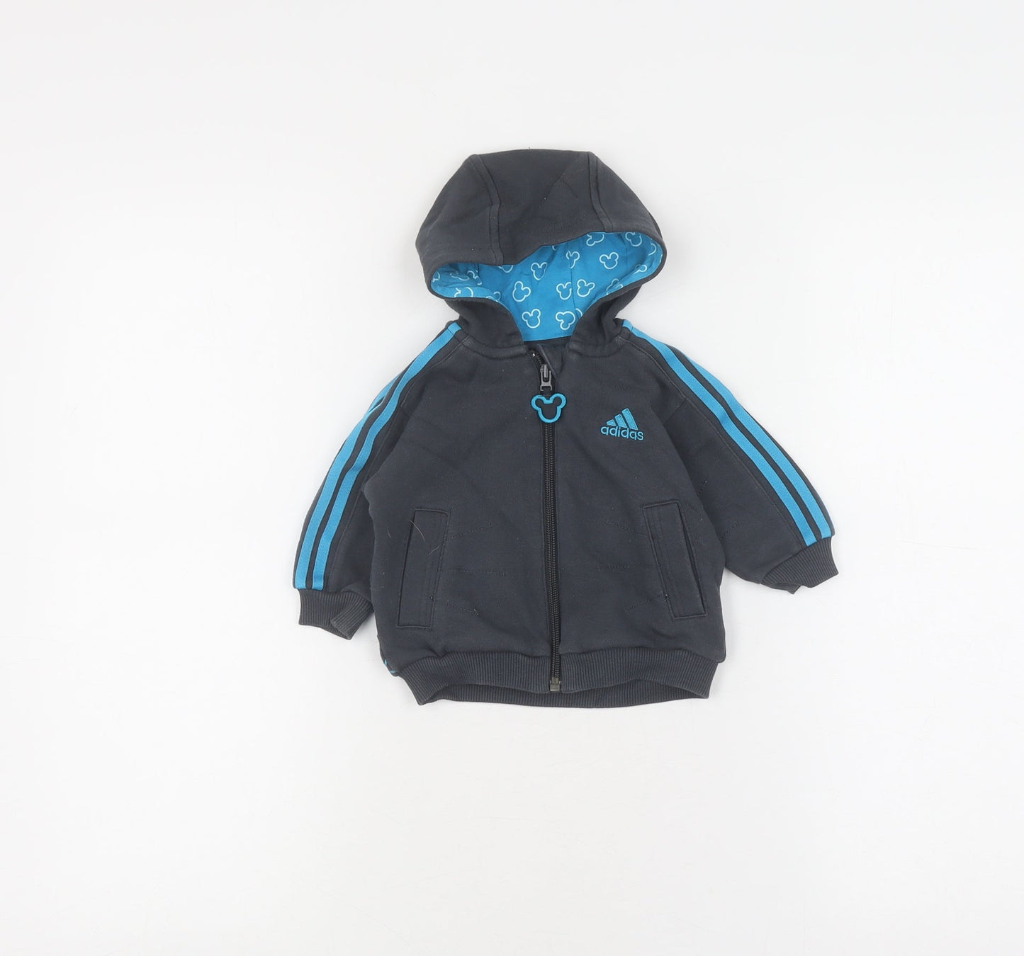Adidas Unisex Baby Black Full Zip Jumper 3-6 Months