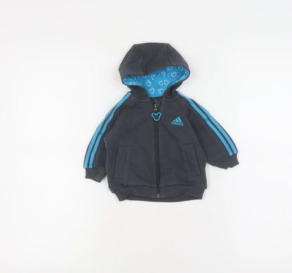 Adidas Unisex Baby Black Full Zip Jumper 3-6 Months