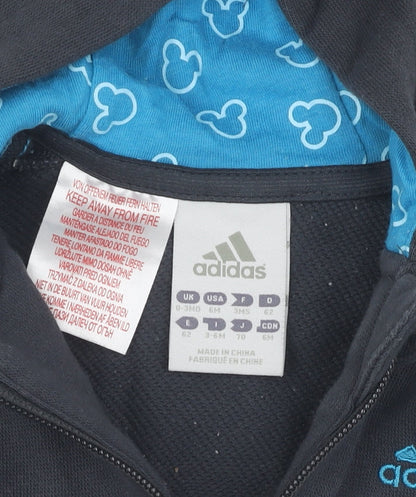 Adidas Unisex Baby Black Full Zip Jumper 3-6 Months