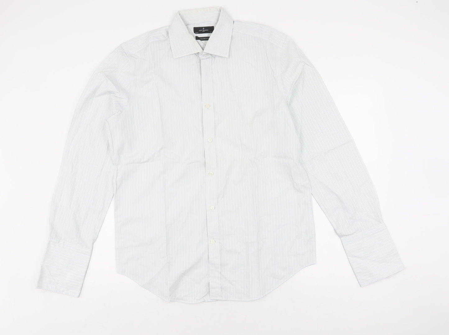 Jeff Banks Men's White Striped Long Sleeve Slim Fit Shirt
