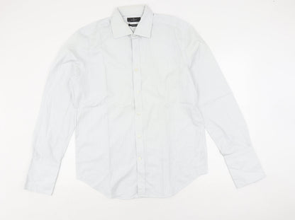Jeff Banks Men's White Striped Long Sleeve Slim Fit Shirt