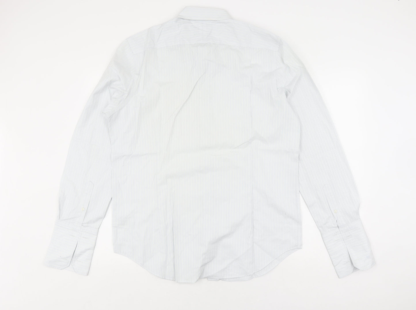 Jeff Banks Men's White Striped Long Sleeve Slim Fit Shirt