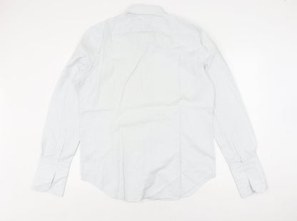 Jeff Banks Men's White Striped Long Sleeve Slim Fit Shirt