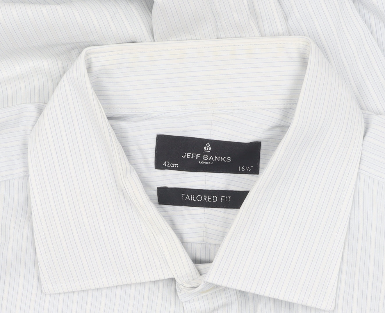 Jeff Banks Men's White Striped Long Sleeve Slim Fit Shirt