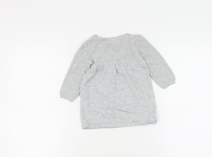 The White Company Grey Knit Dress, Unisex 3-6 Months, Casual