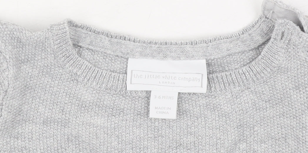 The White Company Grey Knit Dress, Unisex 3-6 Months, Casual