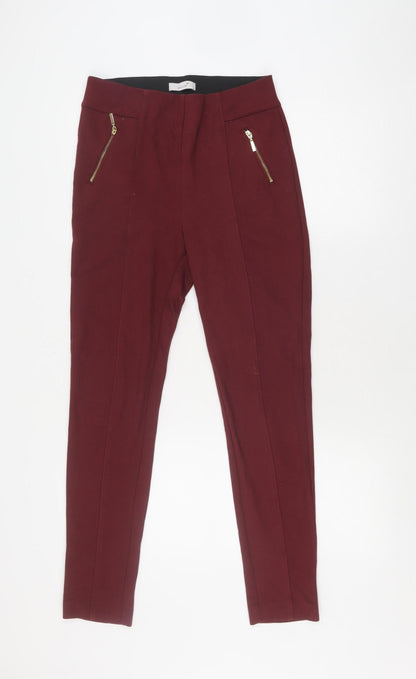 Marks and Spencer Women's Red Leggings Size 10 with Zip Accents