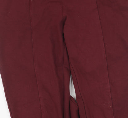 Marks and Spencer Women's Red Leggings Size 10 with Zip Accents