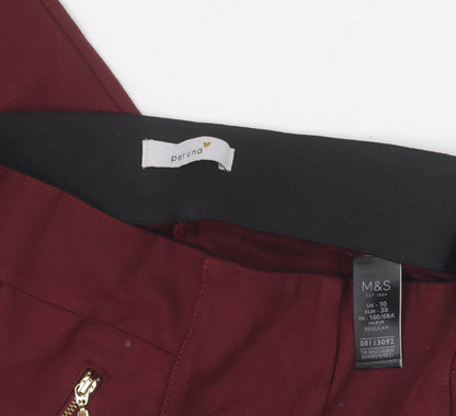 Marks and Spencer Women's Red Leggings Size 10 with Zip Accents