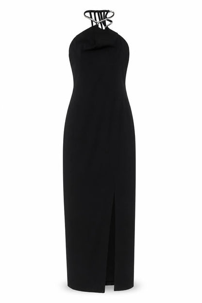 New Look Black Bodycon Dress 8 Long Women Party Rhinestone